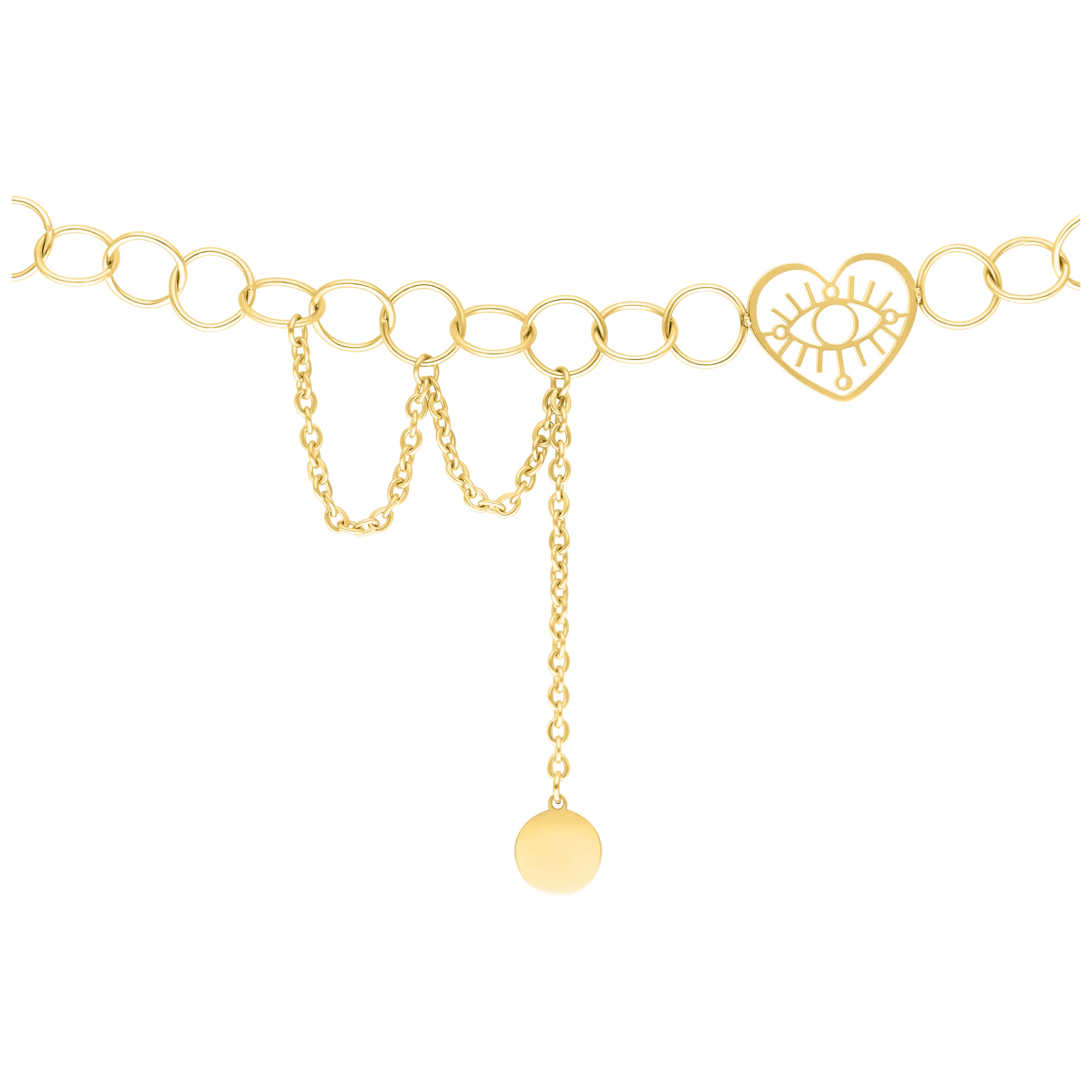 Choker dorato con ciondolo a forma di cuore e catene, acciaio chirurgico