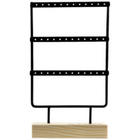 Display nero per Little Hoops di Wildcat Display in metallo nero con base in legno per orecchini, autoportante
