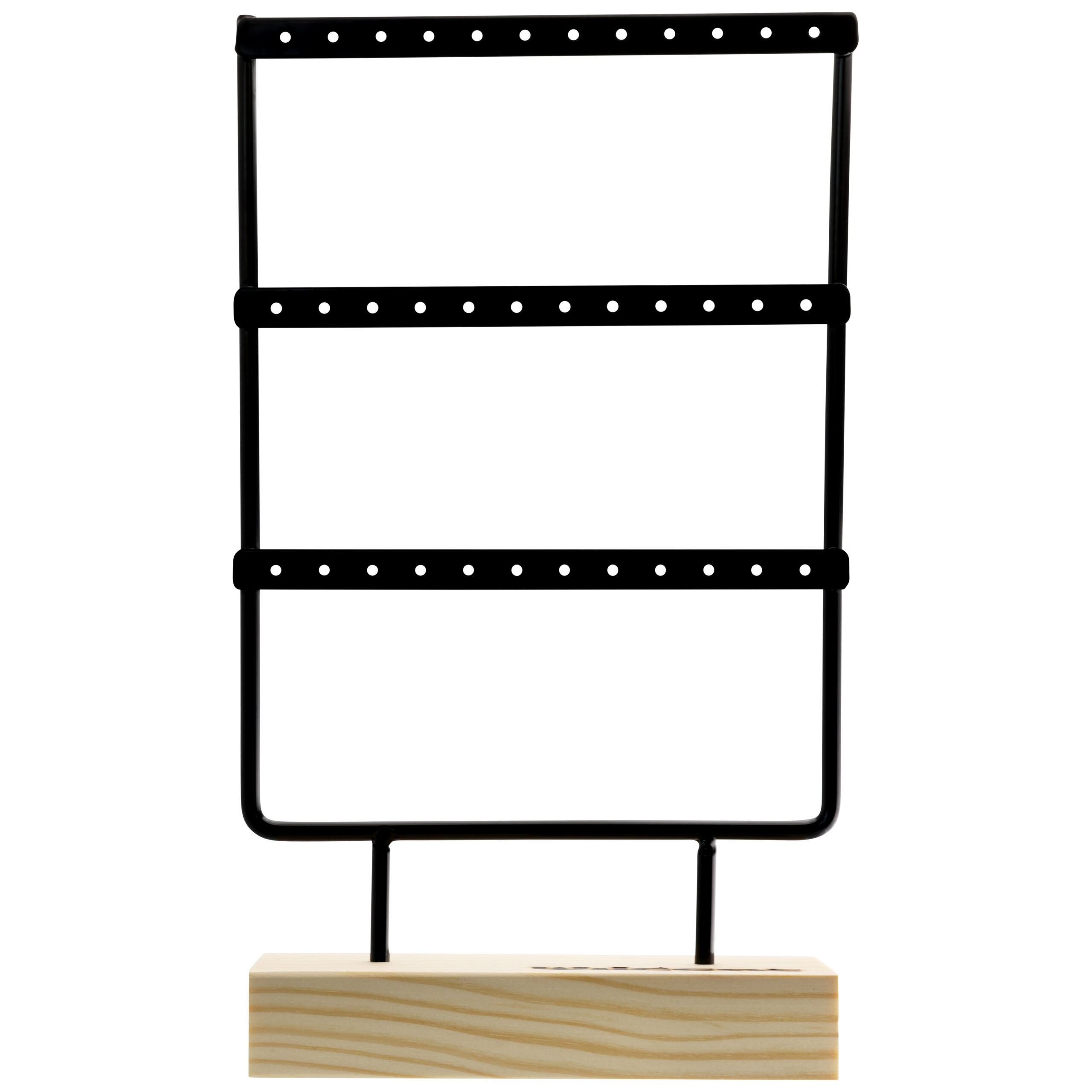 Display nero per Little Hoops di Wildcat Display in metallo nero con base in legno per orecchini, autoportante