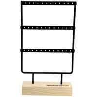 Display nero per Little Hoops Display in metallo nero su base in legno chiaro con tre file