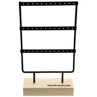 Display nero per Little Hoops Display in metallo nero con base in legno per Little Hoops, su sfondo bianco