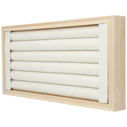 Espositore per anelli nero in legno con morbida imbottitura