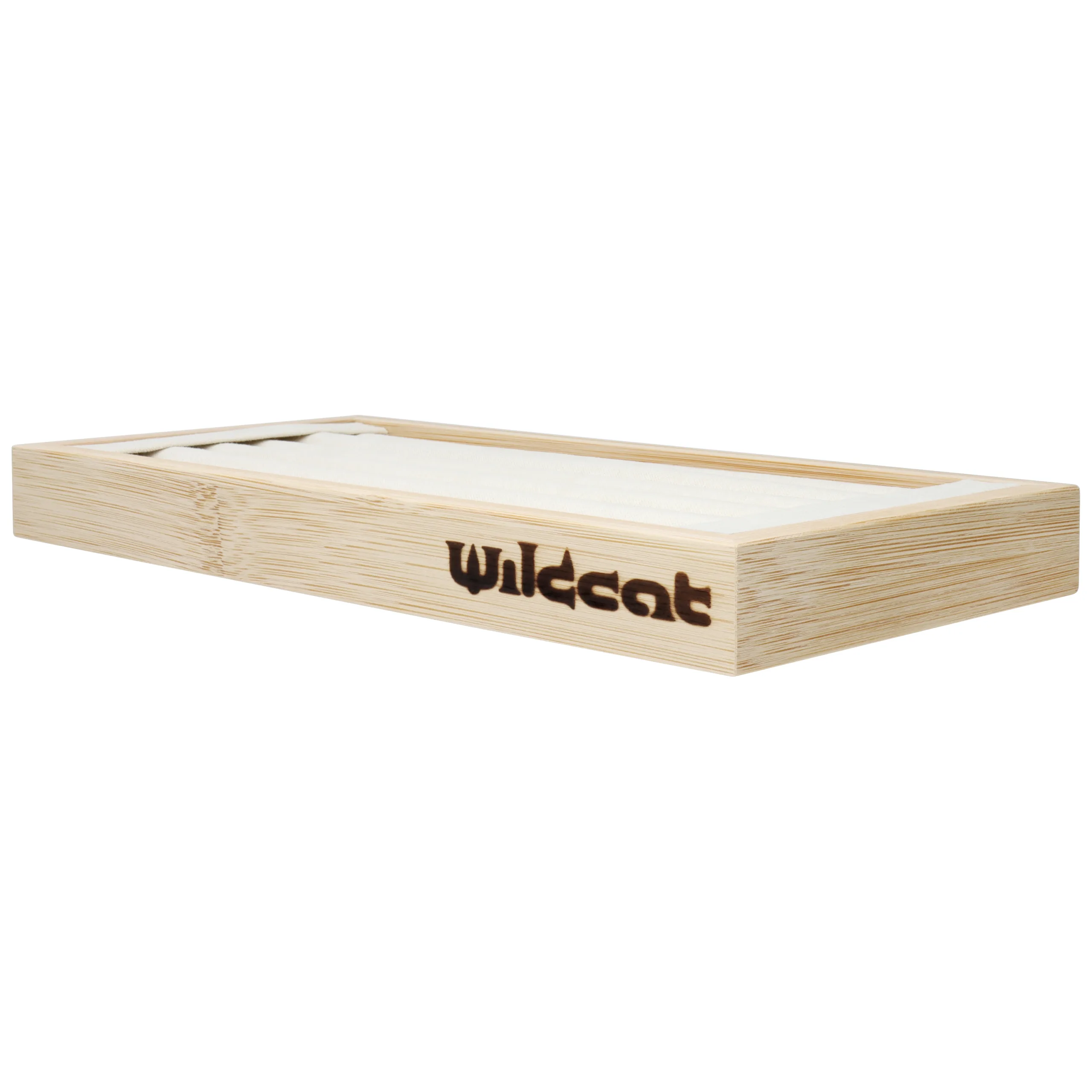 Espositore per anelli nero di Wildcat Espositore rettangolare nero per anelli in legno con logo Wildcat