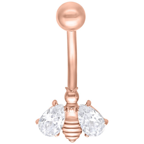 Bananabell in oro rosa con motivo ape e cristalli chiari su sfondo bianco