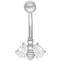 Crystal Bee Bananabell argento con cristalli chiari su sfondo bianco