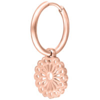 Orecchino in oro rosa con ciondolo Mandala su sfondo bianco