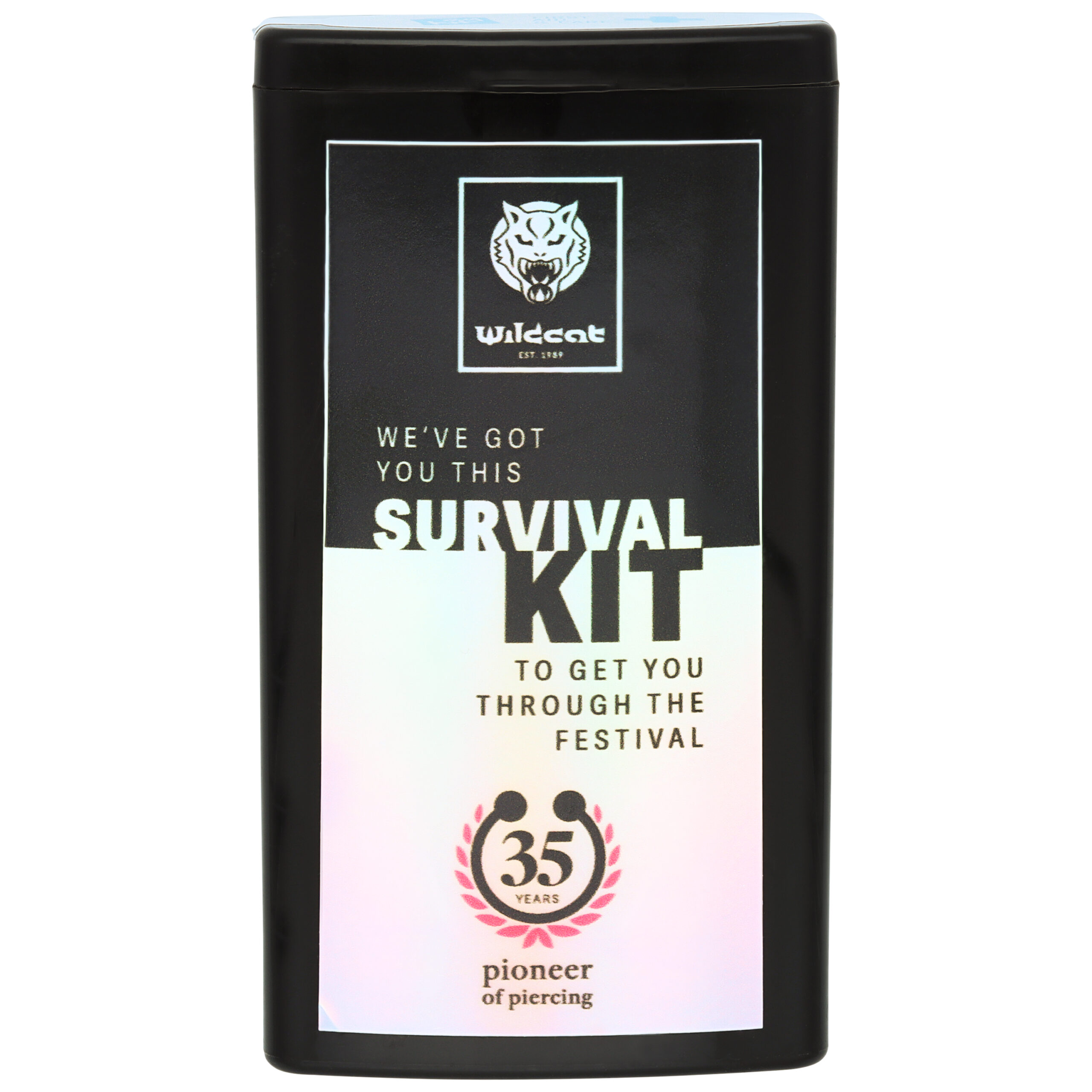 Wildcat Survival Kit 35 anni nero Kit di sopravvivenza nero con logo Wildcat e testo del 35° anniversario