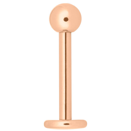 Micro Labret in oro rosa con sfera su sfondo bianco