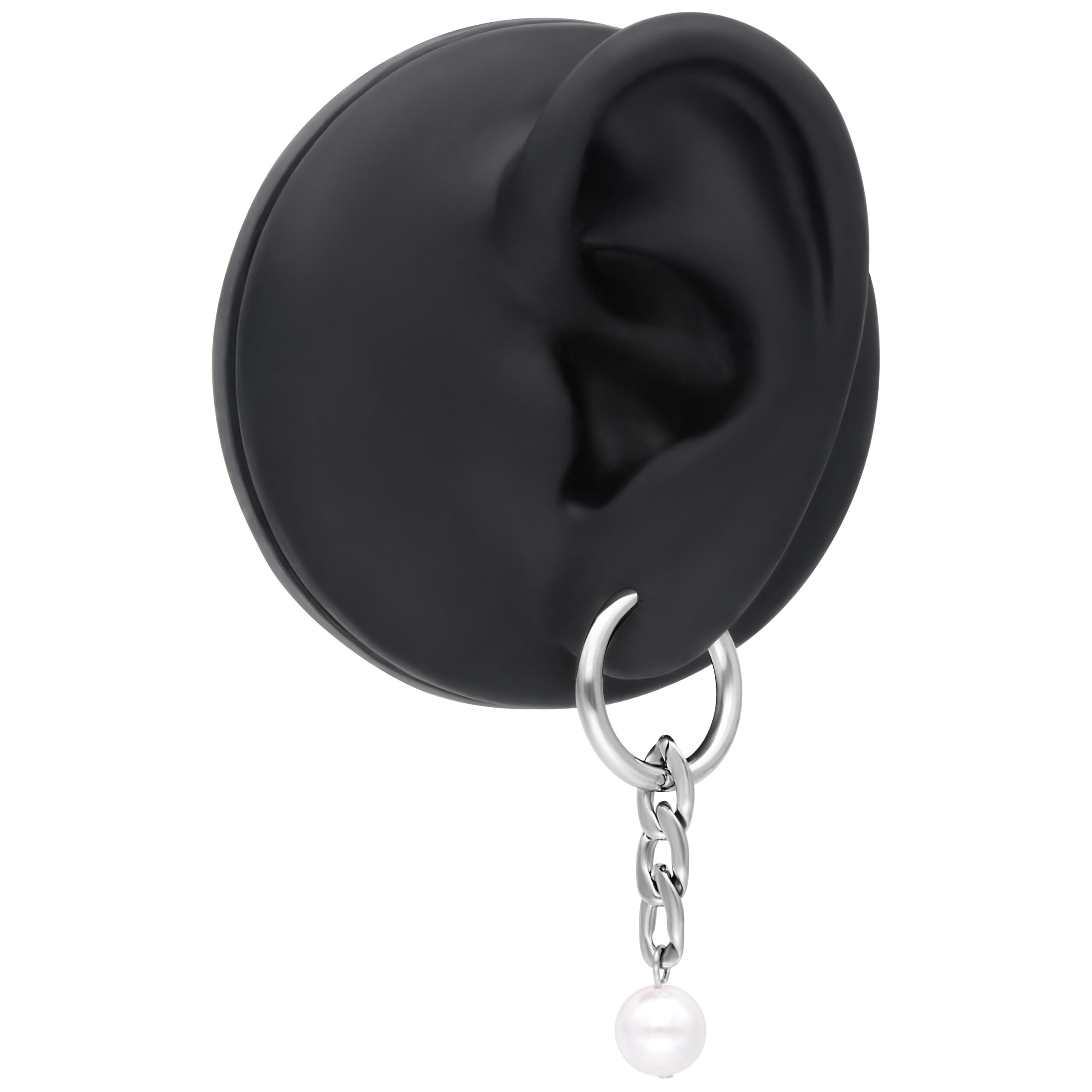 Orecchini in Oro Rosa con Ciondolo di Perla su Sfondo Nero