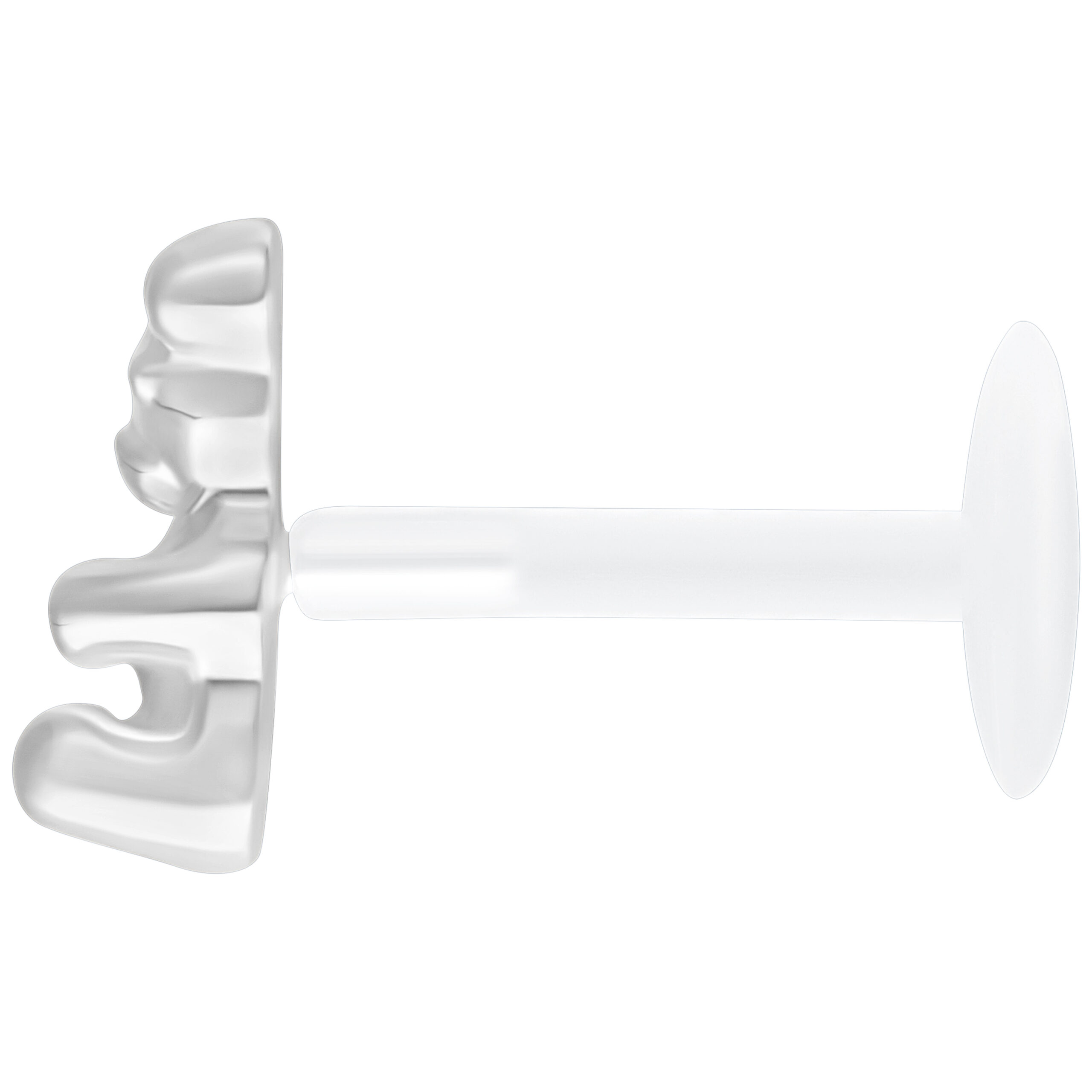 Labret Gummi Bear color argento Push Fit su sfondo bianco