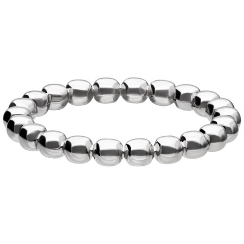 Anello Bubble argento in acciaio chirurgico lucido su sfondo bianco