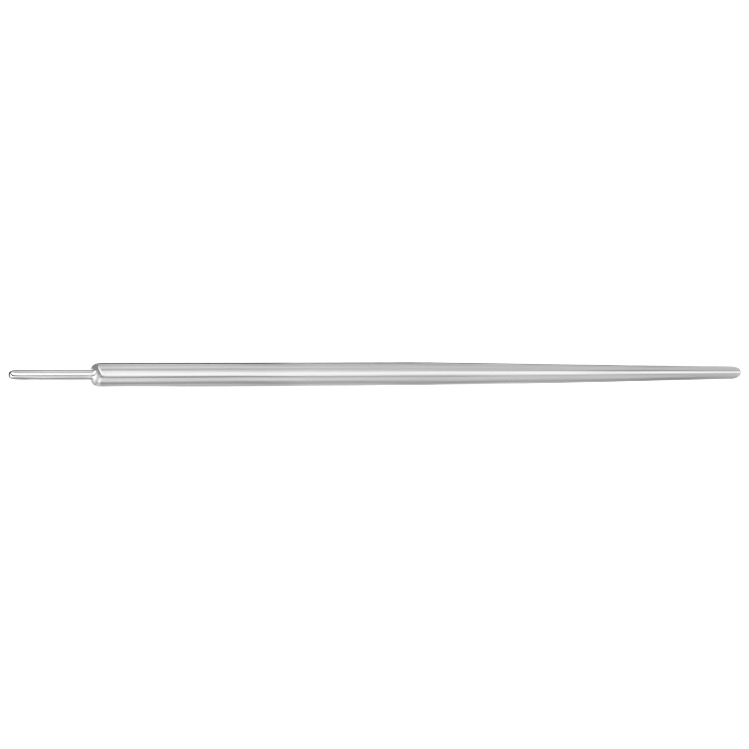Perno dritto in titanio argento, spessore 1,2 mm, lunghezza 38,0 mm, su sfondo bianco