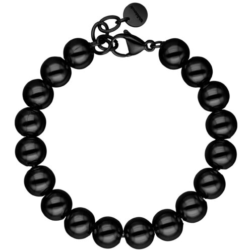 Bracciale Bubble nero in acciaio chirurgico 316L su sfondo bianco