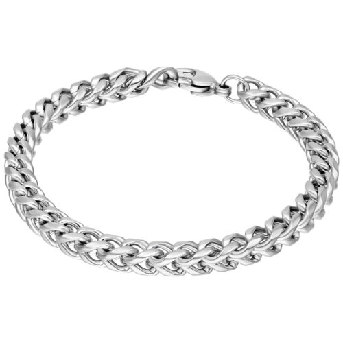 Bracciale intrecciato in argento su sfondo bianco