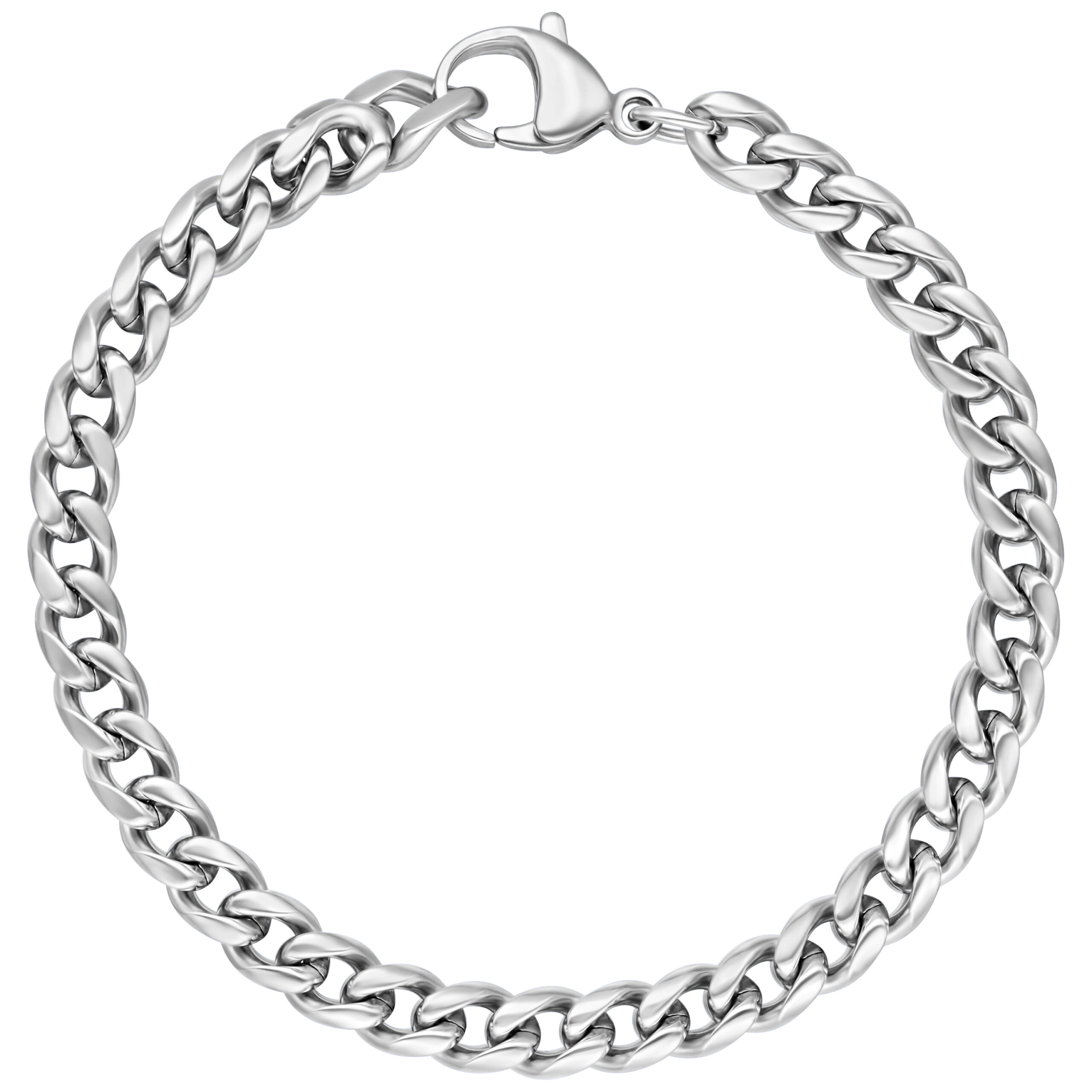 Bracciale intrecciato in argento in acciaio chirurgico su sfondo bianco