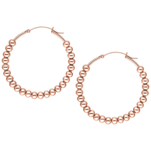 Due orecchini Bubble Hoops in oro rosa su sfondo bianco