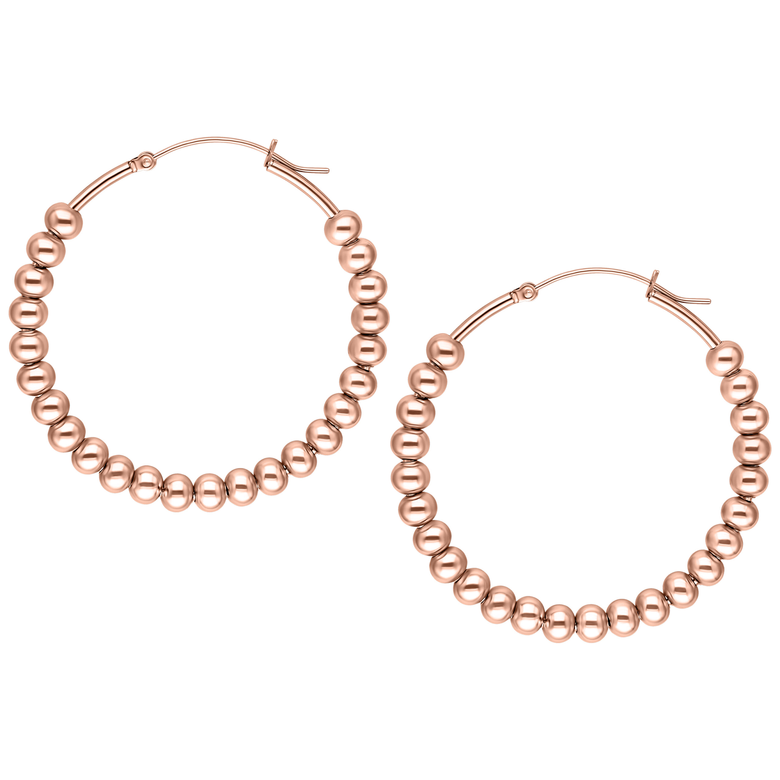 Due orecchini Bubble Hoops in oro rosa su sfondo bianco