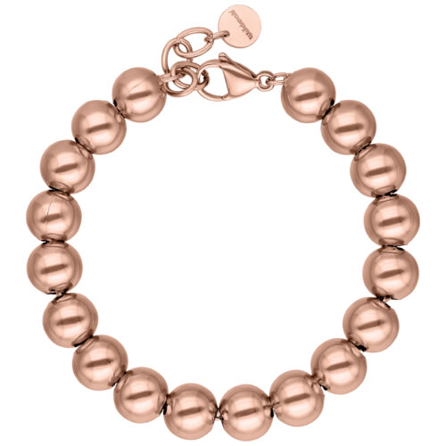 Bracciale Bubble in oro rosa in acciaio chirurgico su sfondo bianco