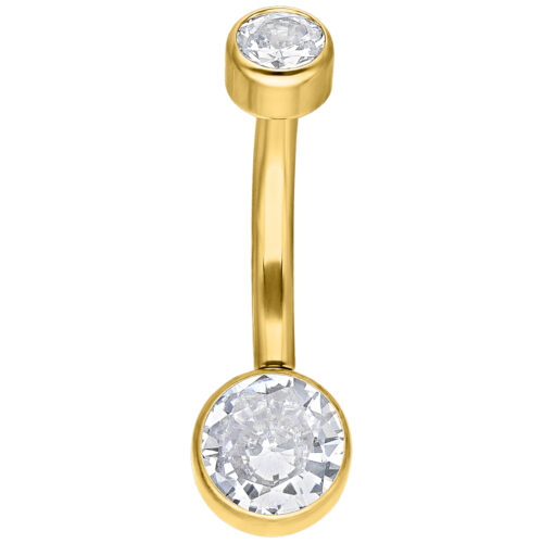 Bananabell dorato con cristallo chiaro su sfondo bianco