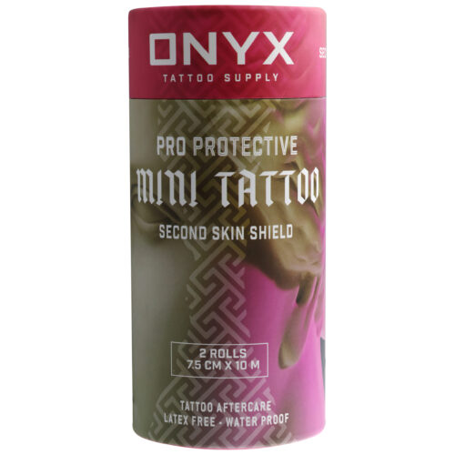 Rotolo di Pellicola per Tatuaggi Mini Second Skin in design rosa su sfondo bianco