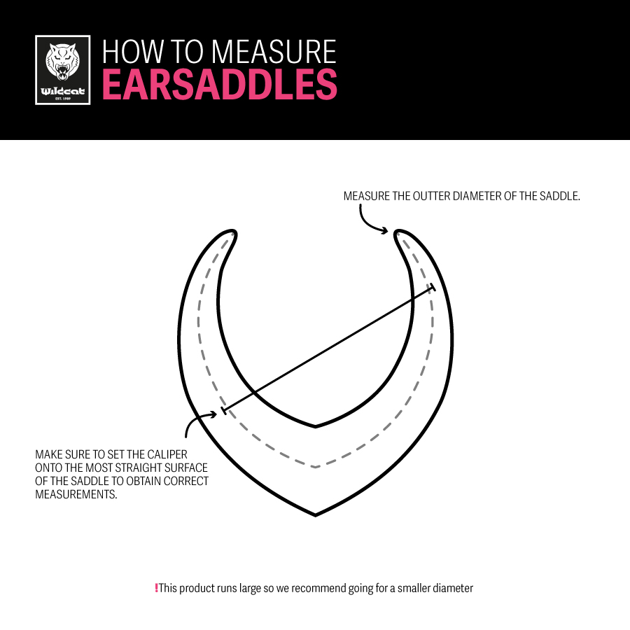 Diagramma per misurare il diametro esterno degli Earsaddles su sfondo bianco