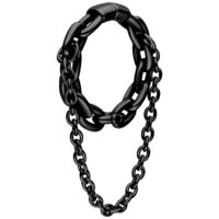 Ohrgewicht Double Chain nero in acciaio chirurgico su sfondo bianco