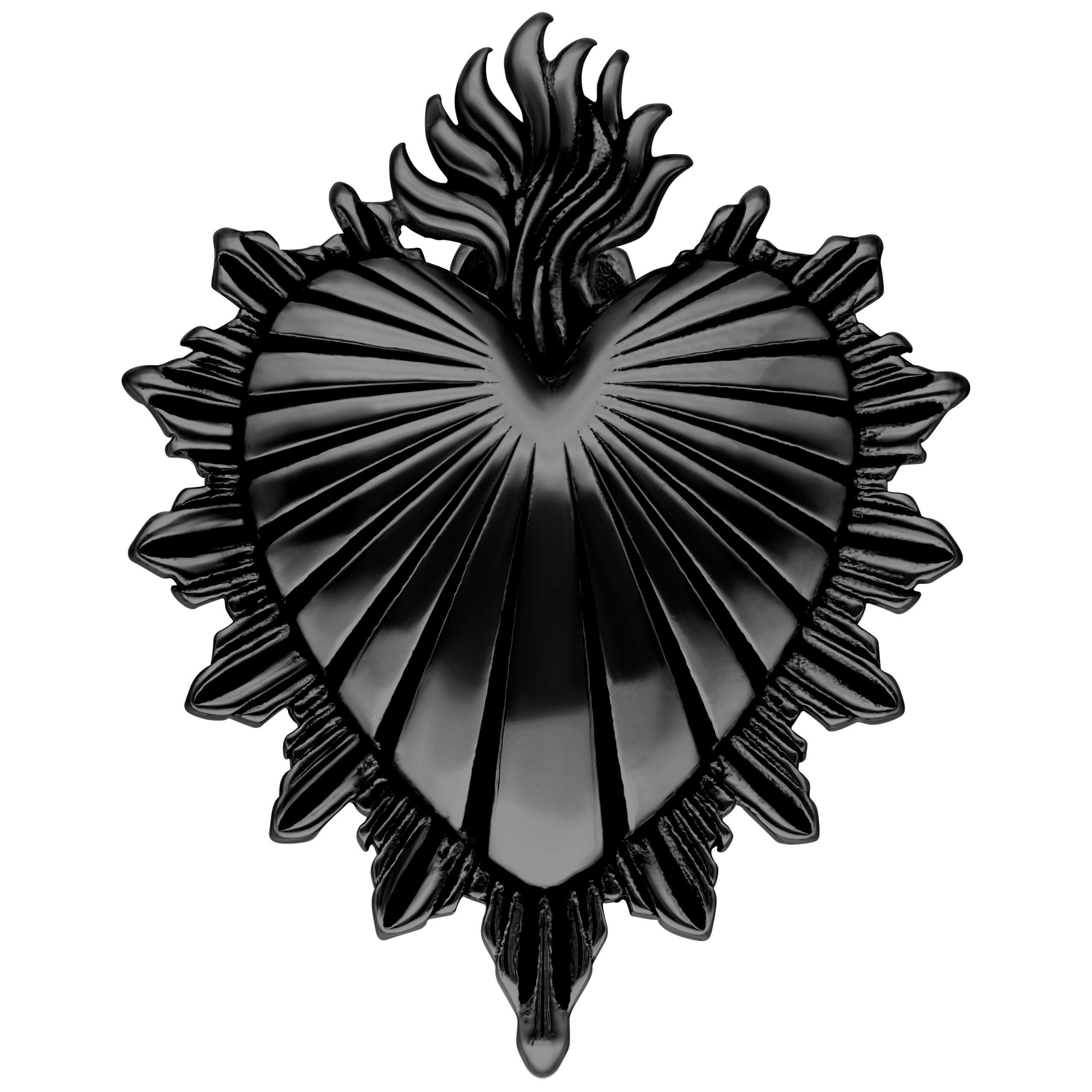 Orecchino Sacred Heart nero lucido in acciaio chirurgico