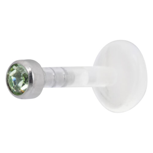 Labret con cristallo verde chiaro Push-Fit su sfondo bianco
