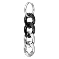 Orecchini chunky hoops argento e nero su sfondo bianco