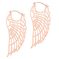 Due cerchi Wing in oro rosa in acciaio chirurgico lucidato a specchio su sfondo bianco