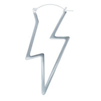 Orecchino a fulmine in argento in acciaio chirurgico su sfondo bianco