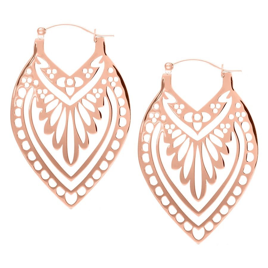 Orecchini Creek Hoops in oro rosa su sfondo bianco