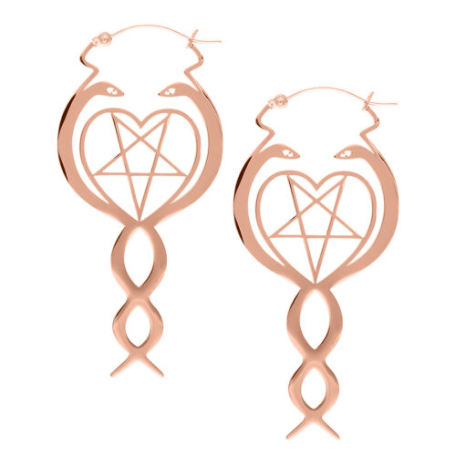 Nagini Hoops in oro rosa in acciaio chirurgico su sfondo bianco