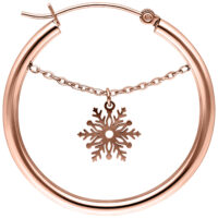 Orecchini in oro rosa con fiocco di neve pendente e catena
