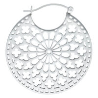 Orecchino color argento Cathedral Hoops in acciaio chirurgico con chiusura a scatto