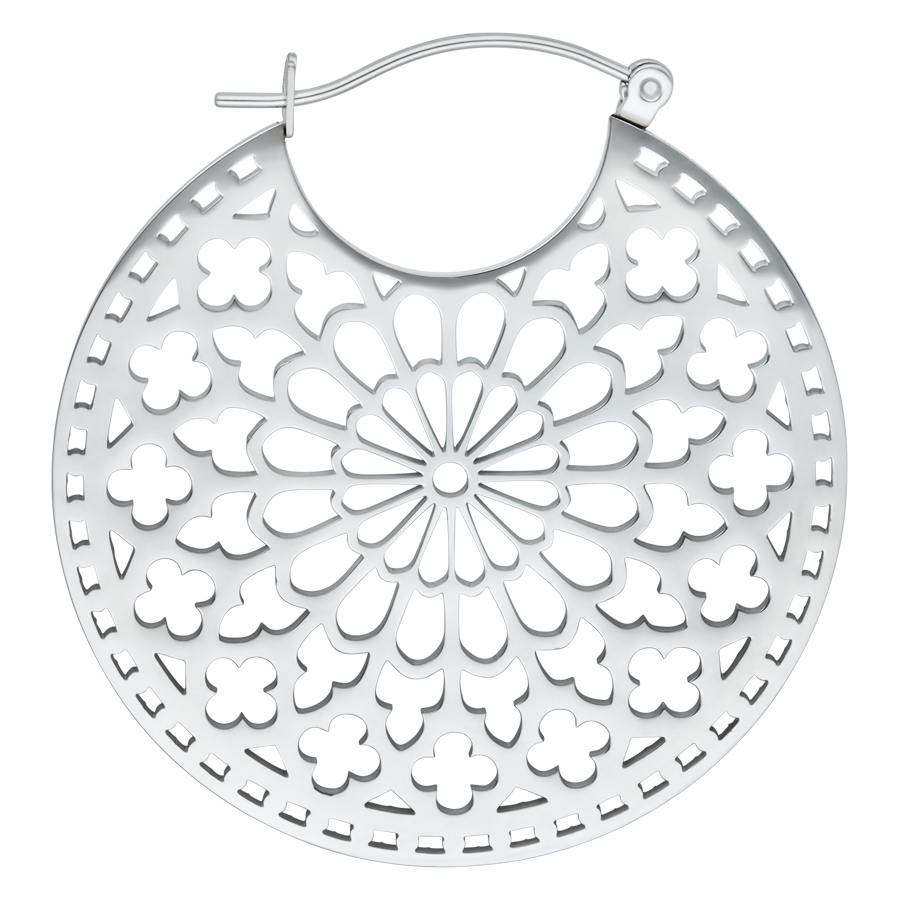 Orecchino color argento Cathedral Hoops in acciaio chirurgico con chiusura a scatto