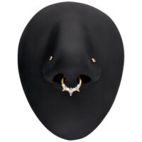 Marquise Septum Clicker in oro con cristalli scintillanti su modello nero