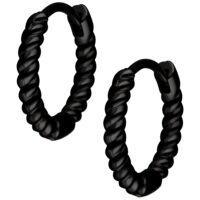 Cerchietti neri e intrecciati in acciaio chirurgico su sfondo bianco