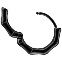 Orecchino nero in bambù in acciaio chirurgico 316L, chiusura a scatto