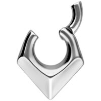 Peso orecchio triangolare argentato in acciaio chirurgico su sfondo bianco