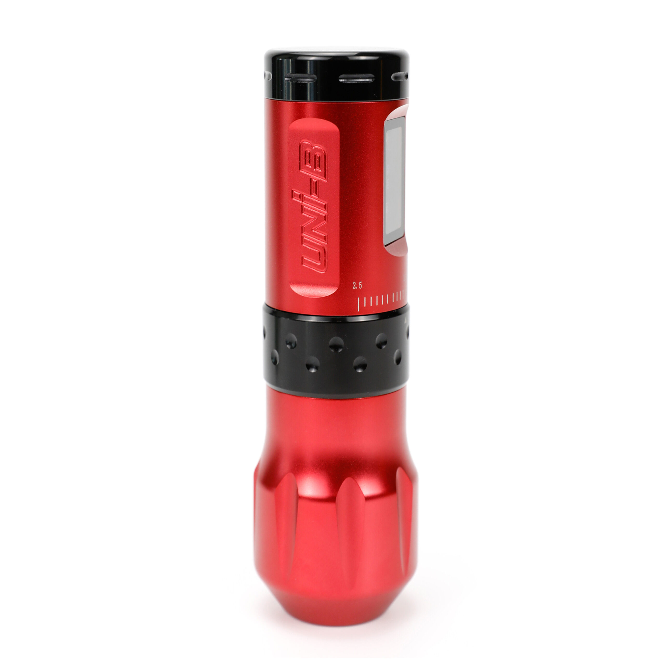 Macchina Penna Wireless Rossa con impugnatura nera su sfondo bianco