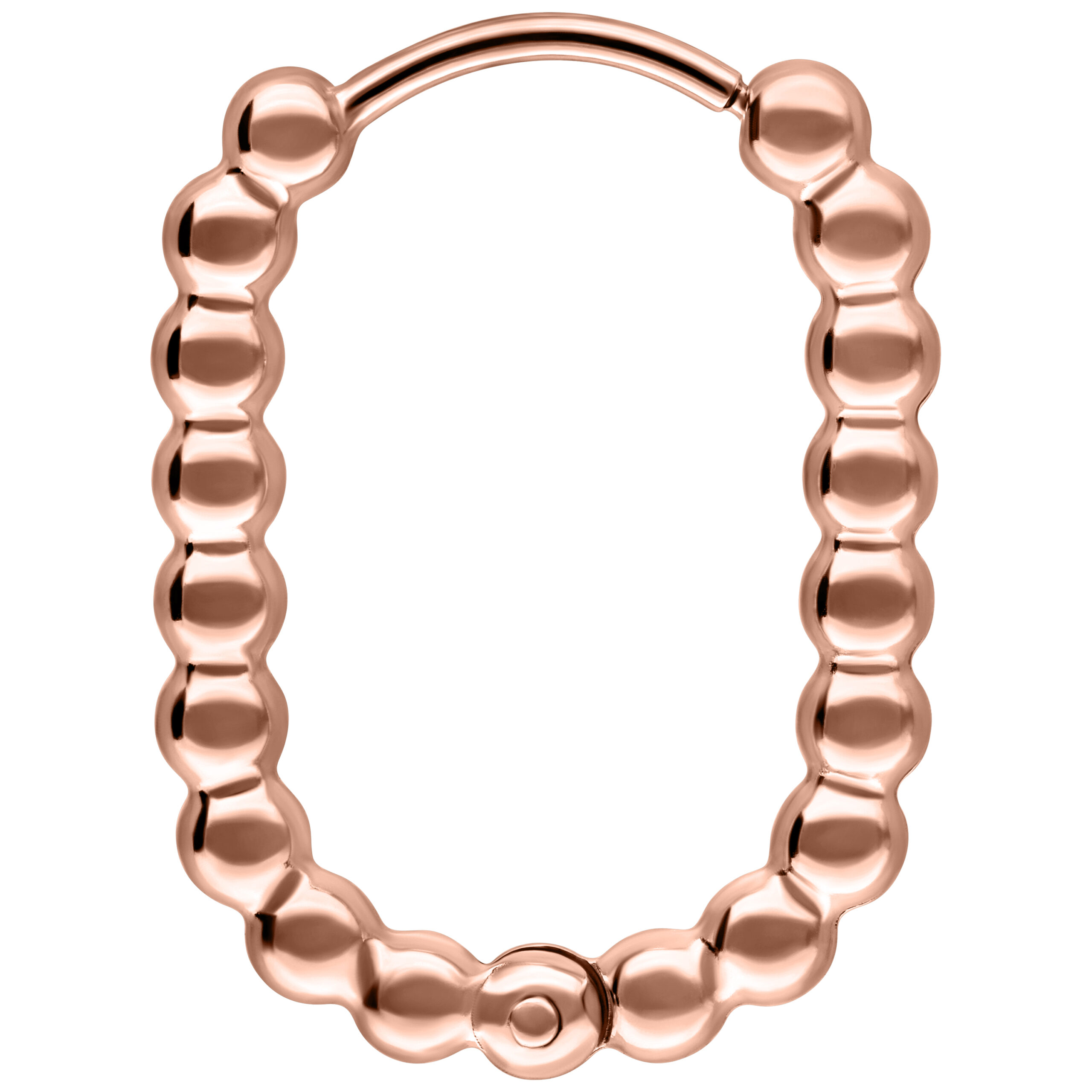 Orecchini ovali in oro rosa in acciaio chirurgico 316L, su sfondo bianco