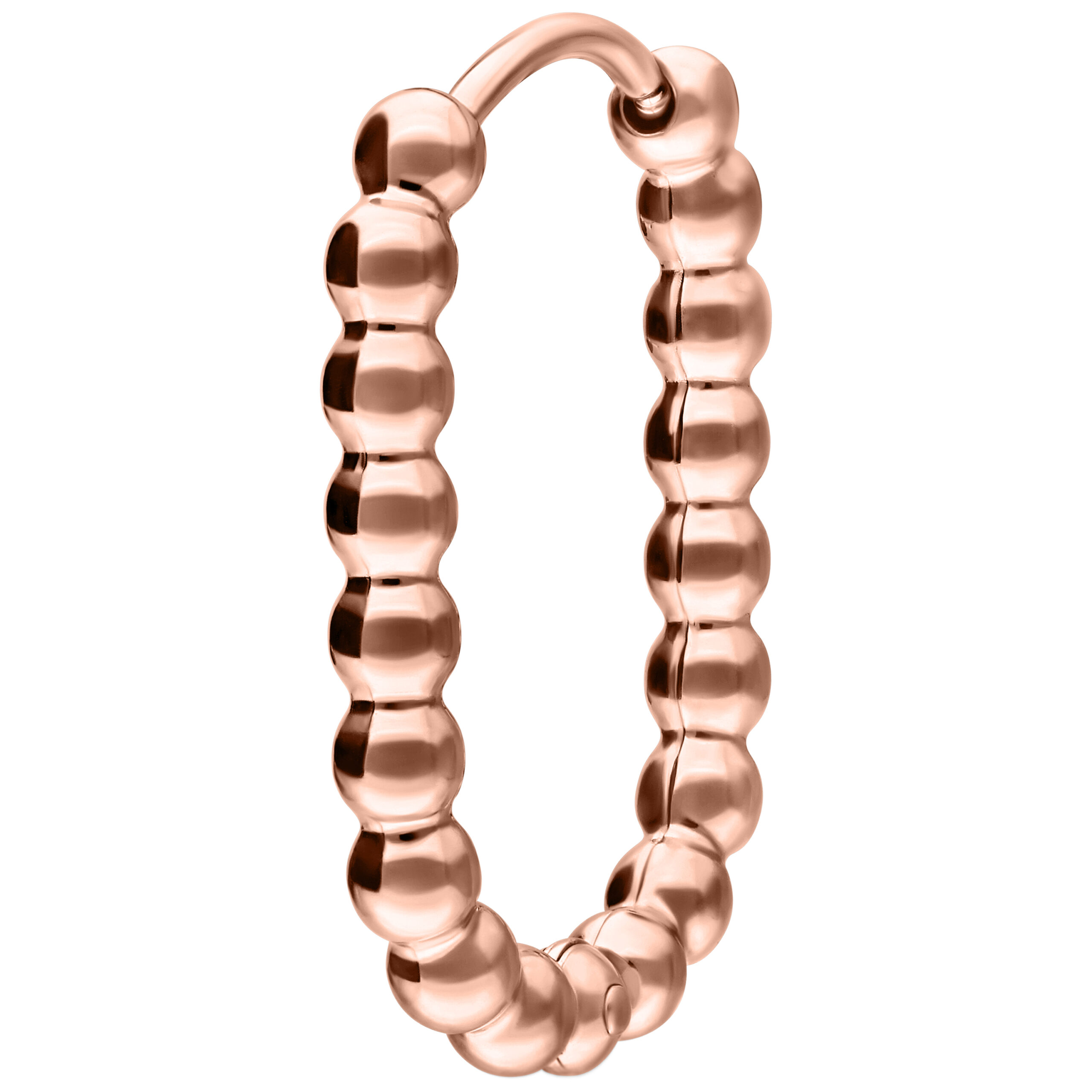 Orecchino Oval Bubble Hoop in oro rosa lucido su sfondo bianco
