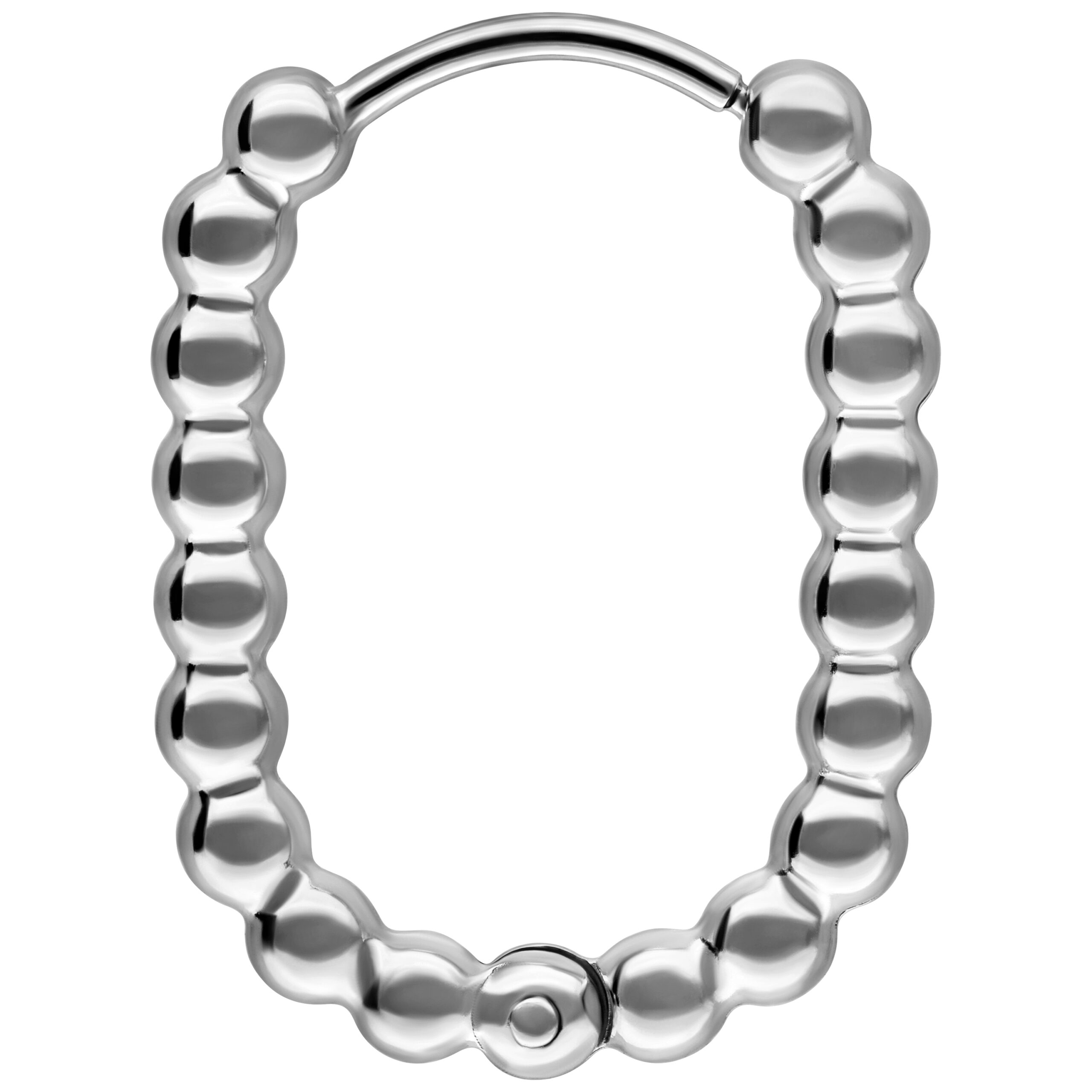 Orecchini ovali in argento in acciaio chirurgico 316L su sfondo bianco