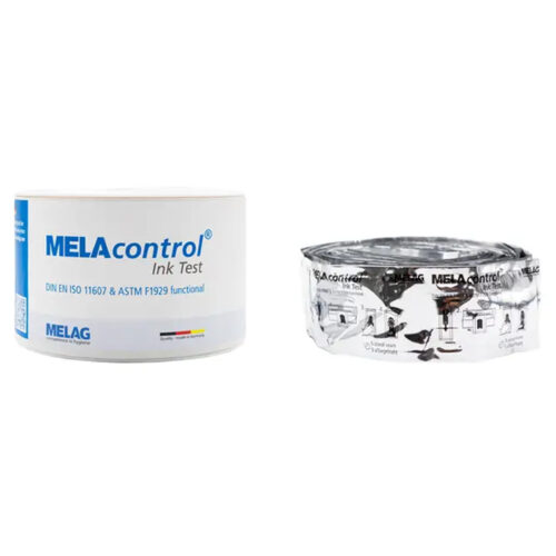 Due rotoli di MELAcontrol Ink Test su sfondo bianco