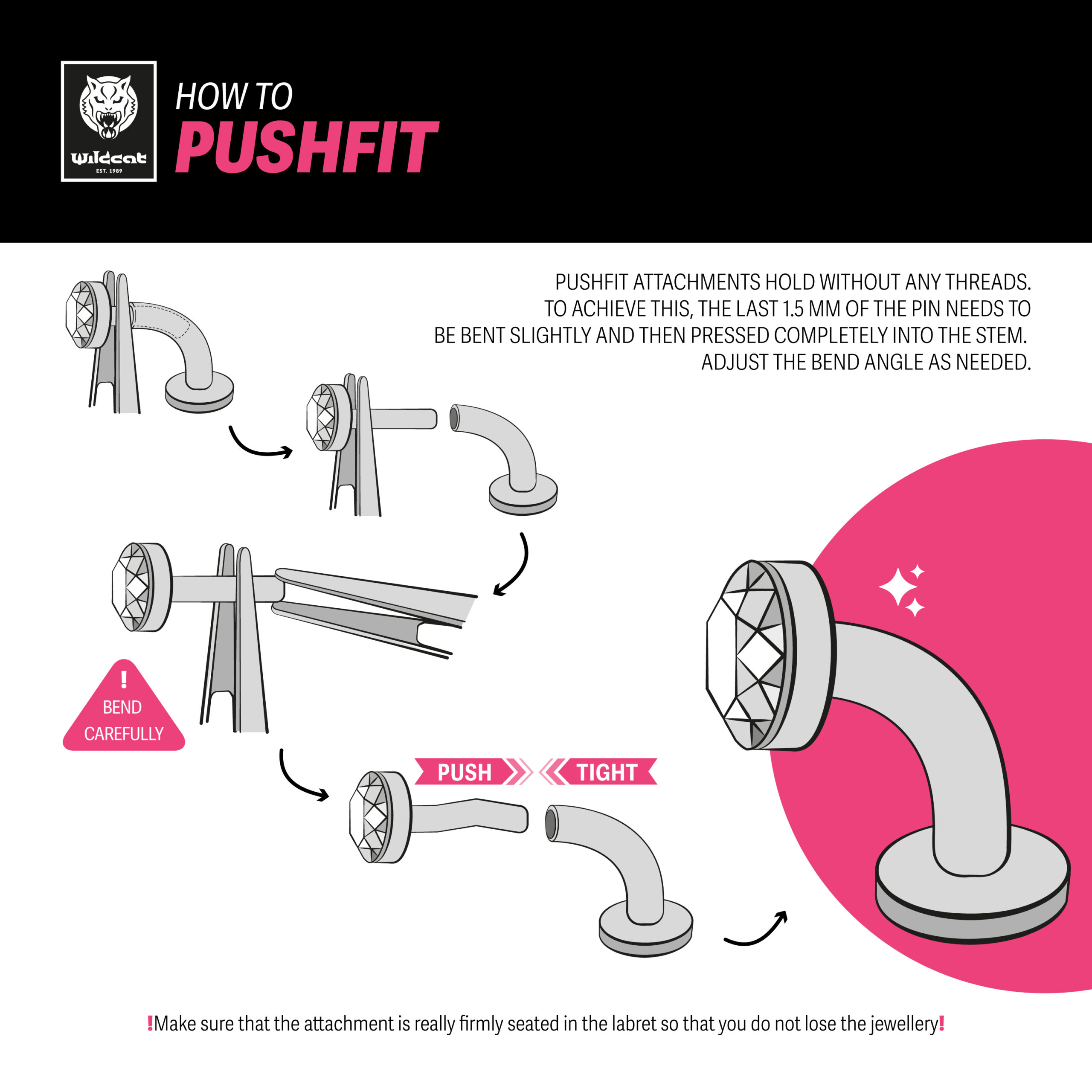 Guida passo-passo per il metodo Push Fit nei piercing Labret