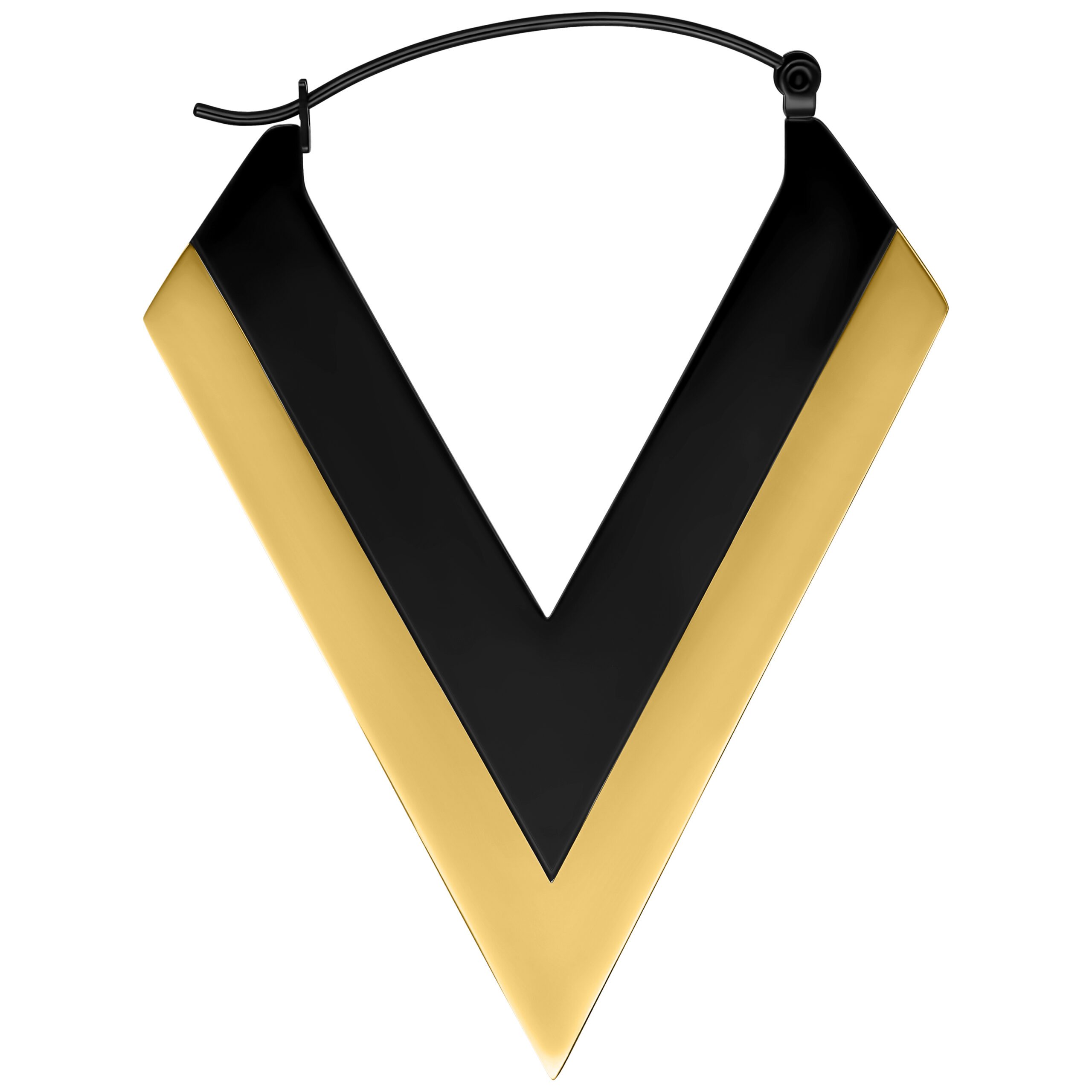 Orecchino Verena Venus in Oro/Nero Orecchino a forma di V in oro e nero in acciaio chirurgico