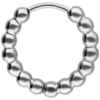 Orecchino a cerchio Bubble argentato in acciaio inox lucidato a specchio su sfondo bianco