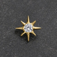 Stella di Cristallo Dorata Push Fit Accessorio metallico dorato a forma di stella con cristallo chiaro su sfondo grigio