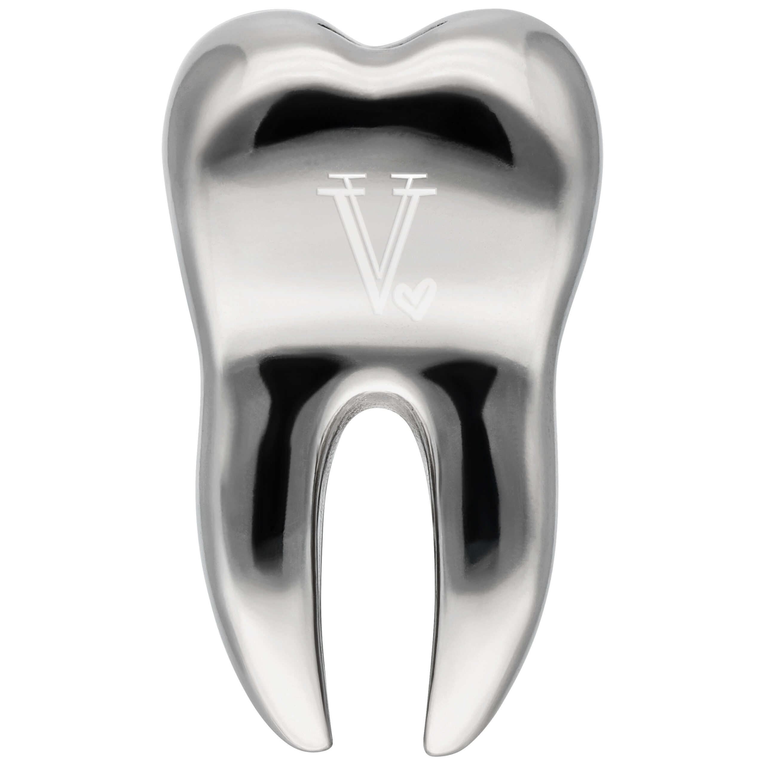 Peso per orecchio in forma di dente in acciaio chirurgico 316L con incisione V